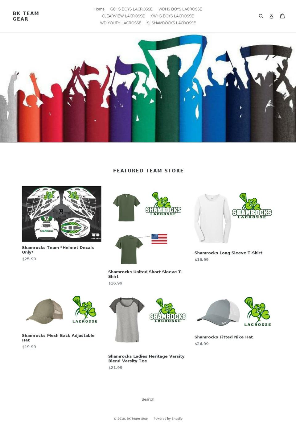 bkteamgear.com shopify website screenshot