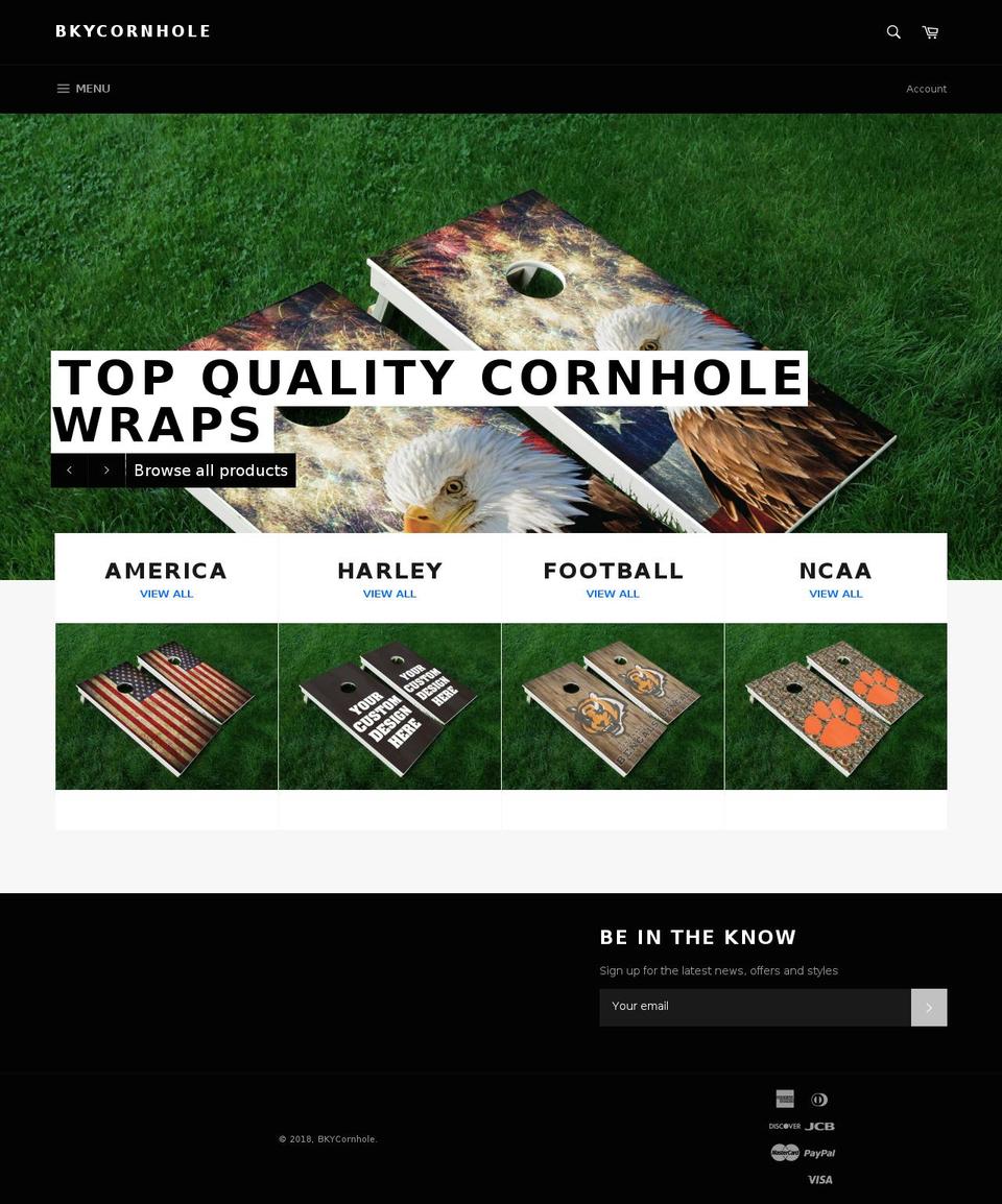 bkycornhole.com shopify website screenshot