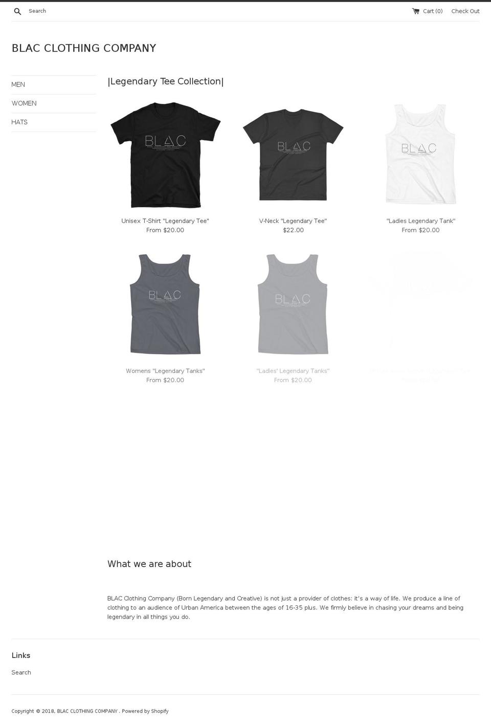 blacclothingcompany.com — Shopify storefront screenshot