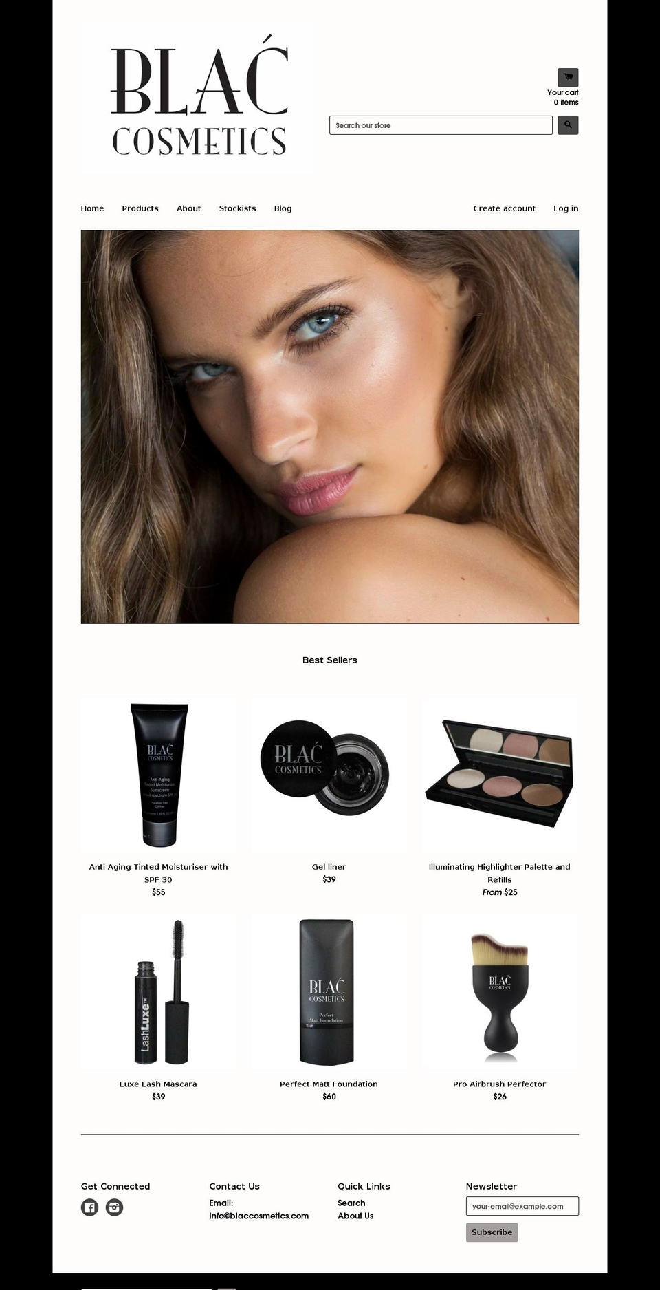 blaccosmetics.com shopify website screenshot