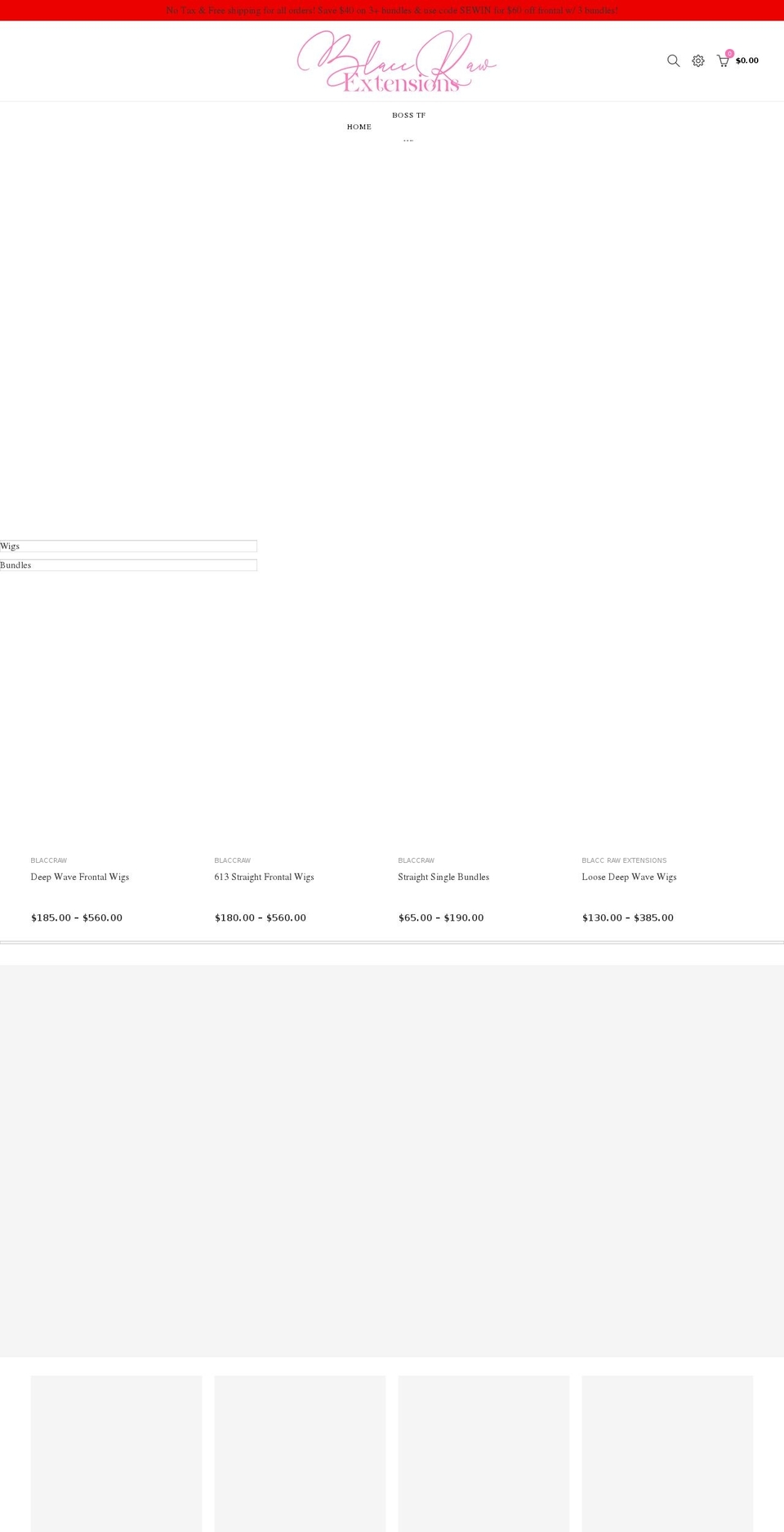 blaccrawextensions.com shopify website screenshot