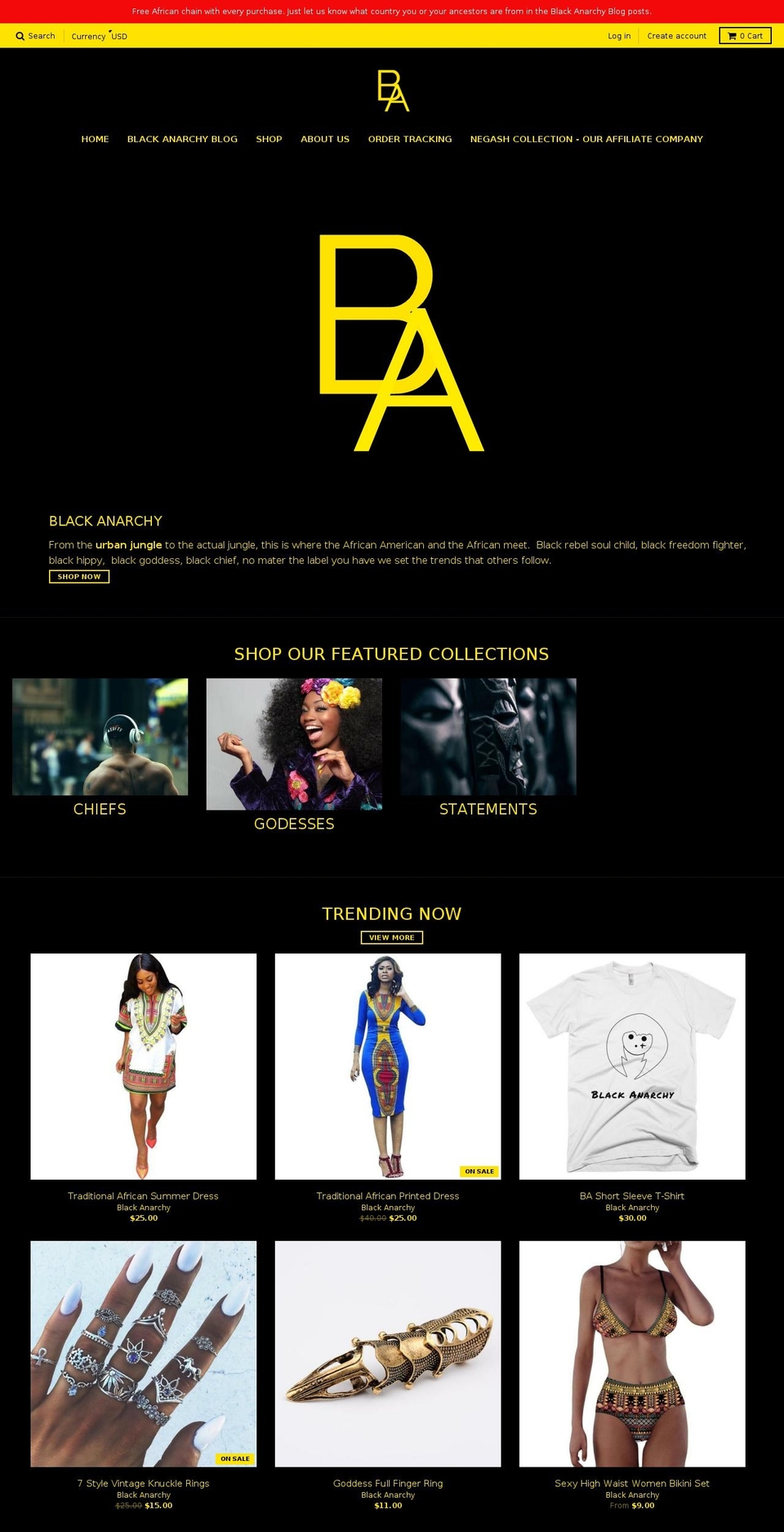 black-anarchy.com — Shopify storefront screenshot