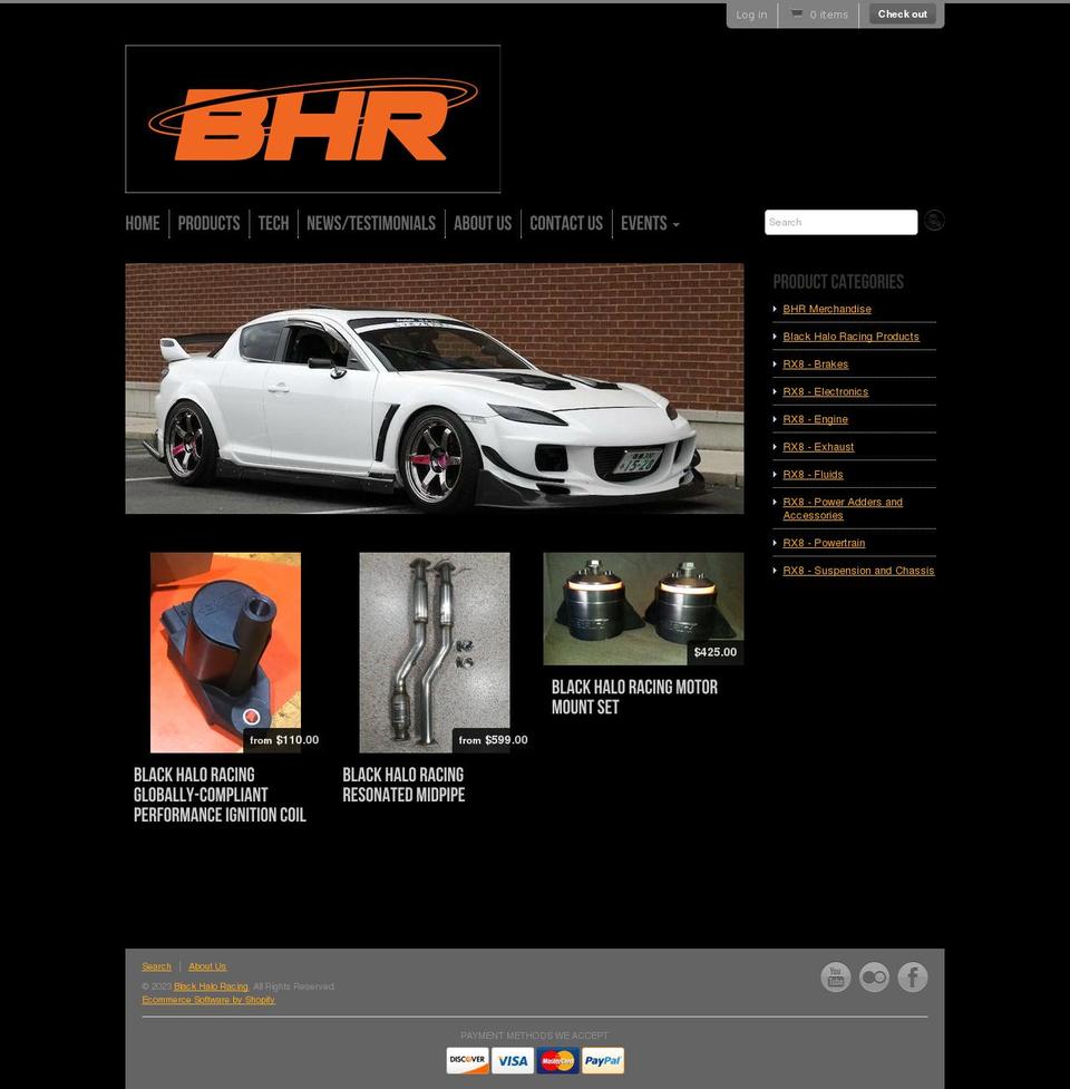 black-halo-racing.myshopify.com shopify website screenshot