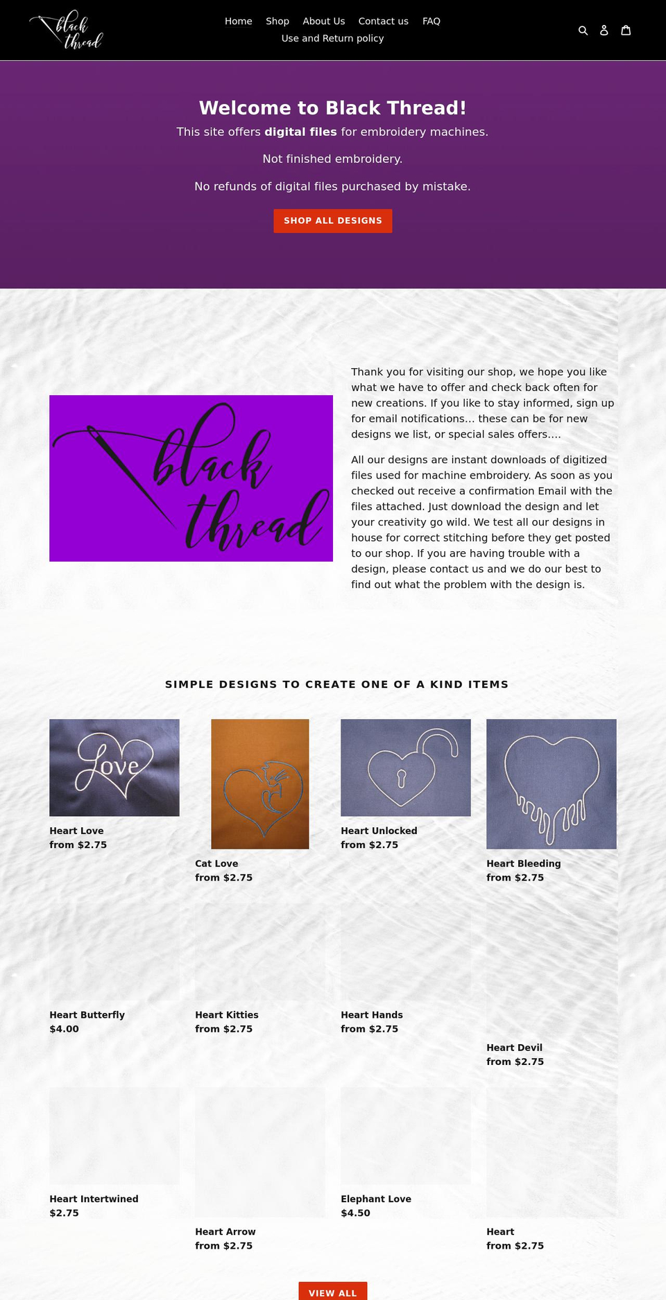 black-thread.com shopify website screenshot