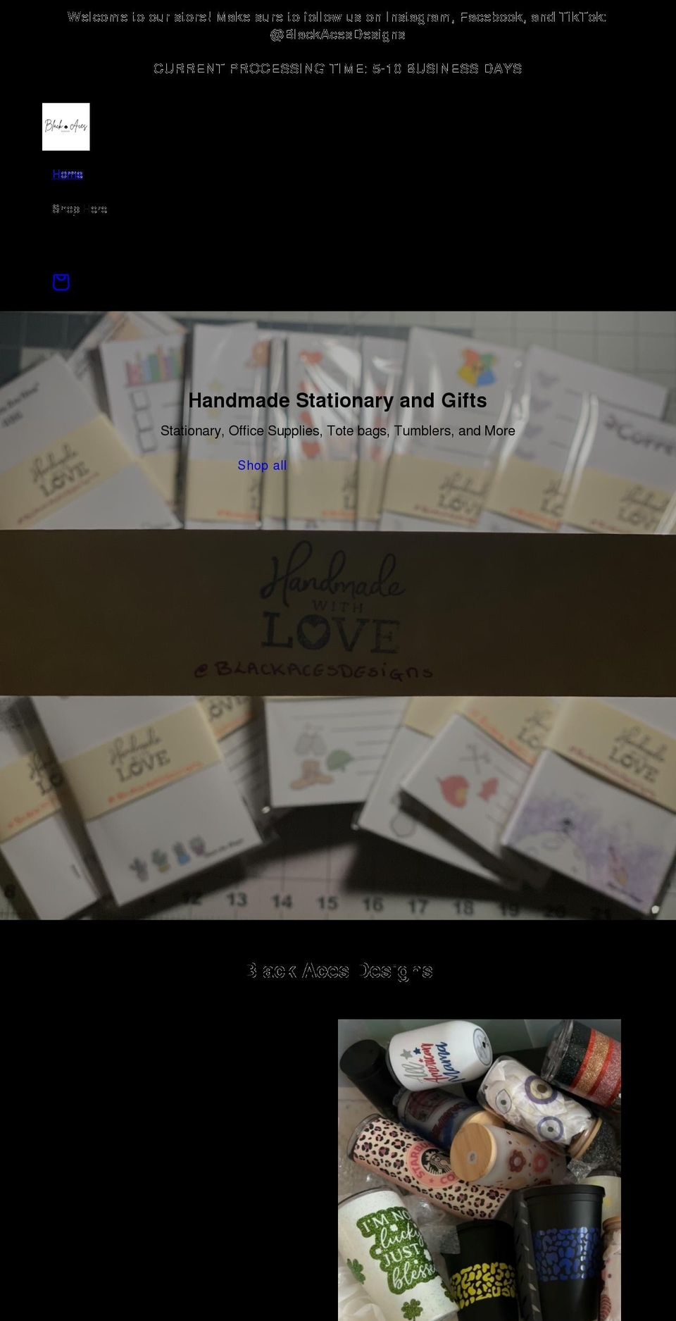 blackacesdesigns.com shopify website screenshot