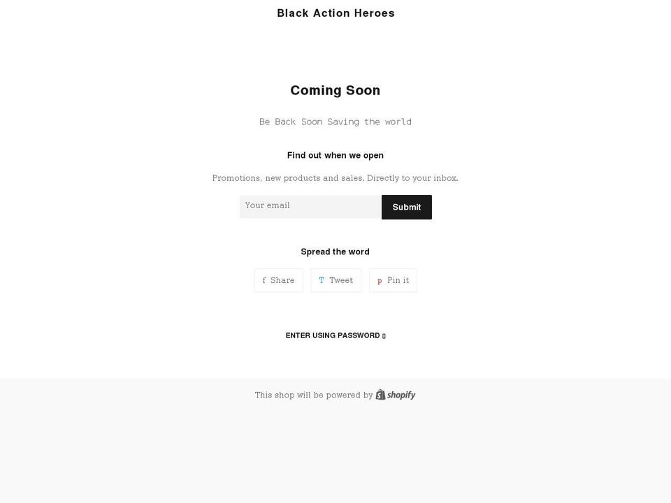 blackactionheroes.com shopify website screenshot