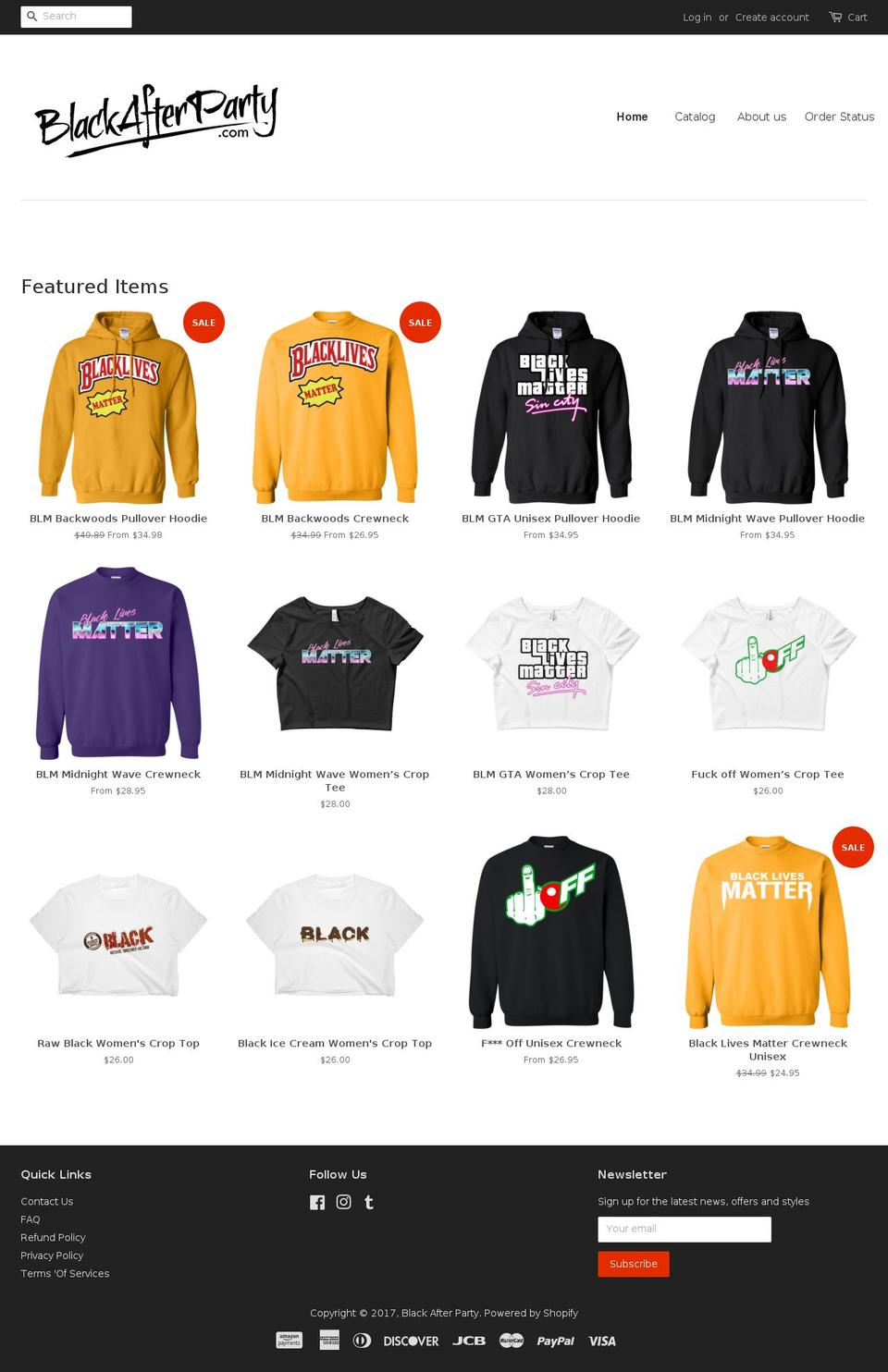 blackafterparty.com shopify website screenshot