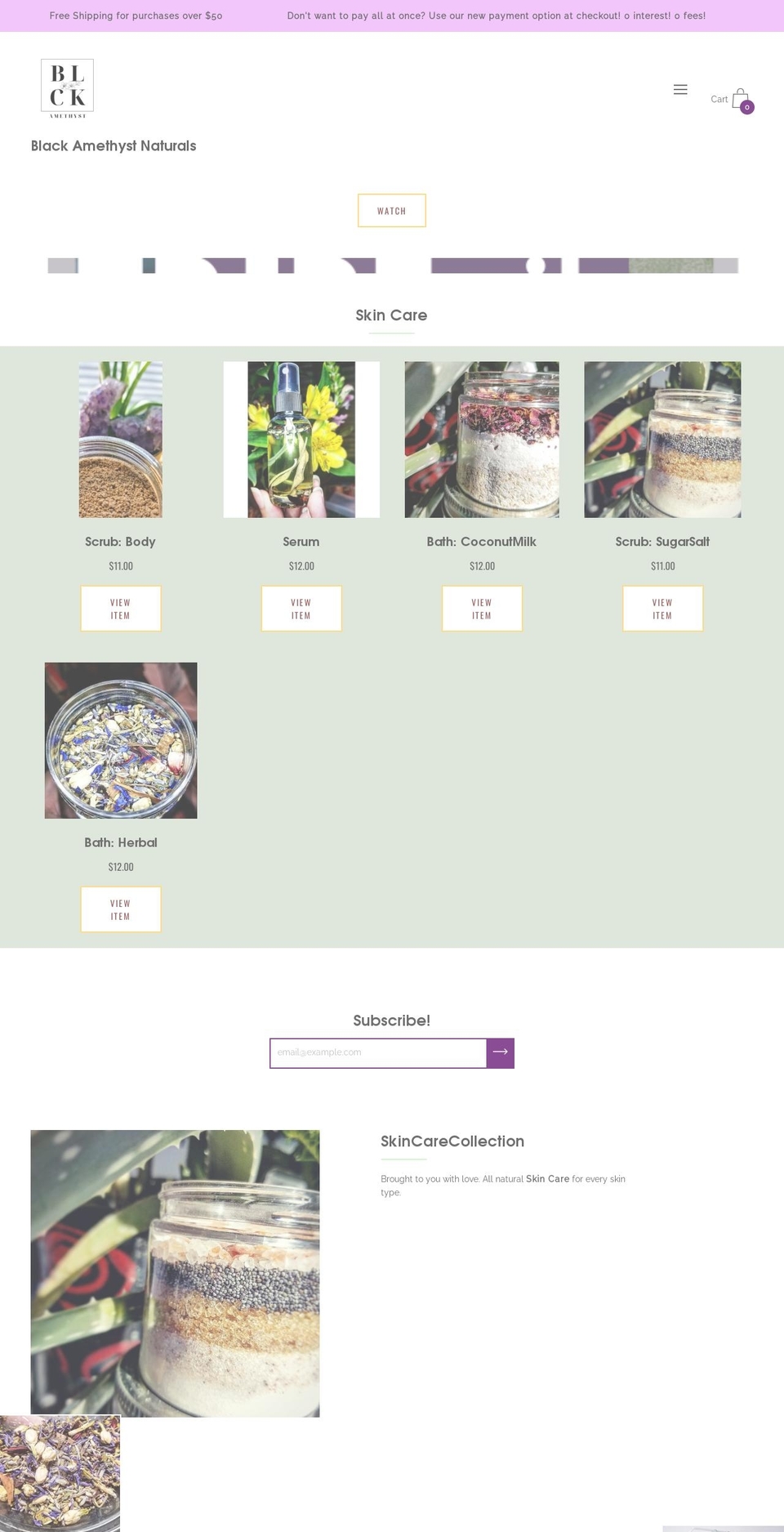 blackamethystnaturals.com — Shopify storefront screenshot