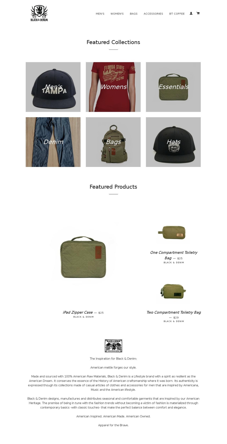 blackanddenim.com shopify website screenshot