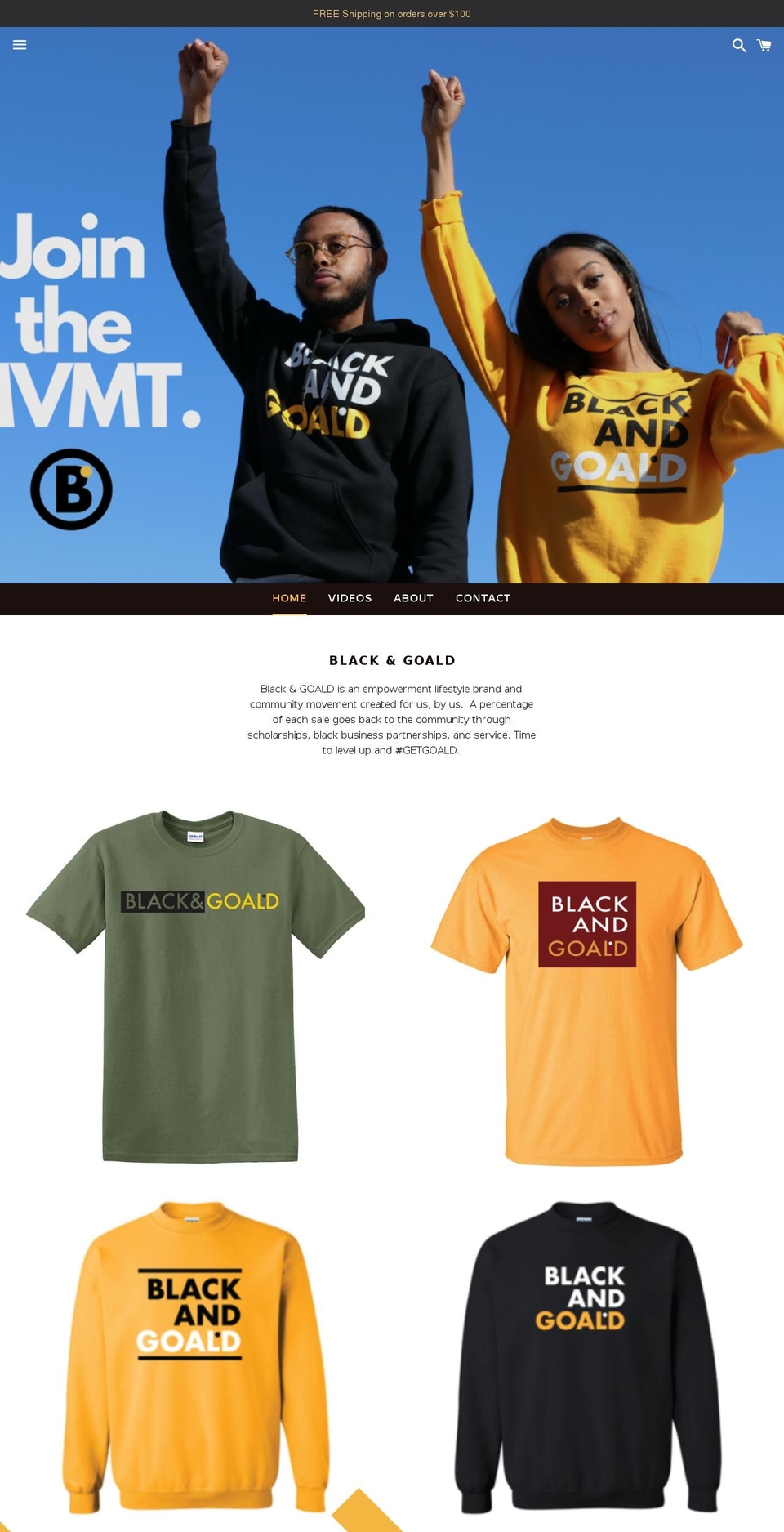 blackandgoald.com — Shopify storefront screenshot