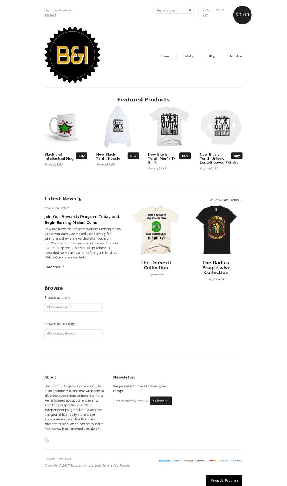 blackandintellectualshop.com shopify website screenshot