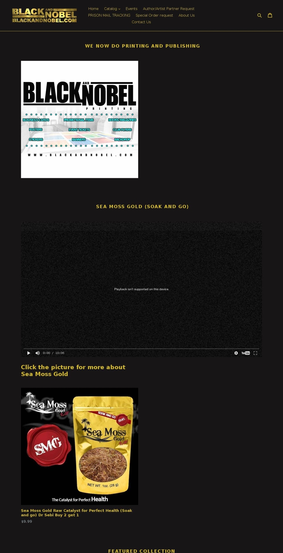 blackandnobel.com shopify website screenshot