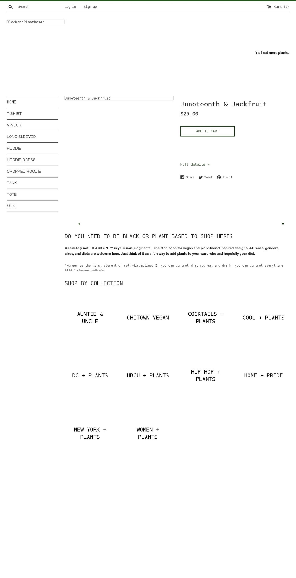 blackandplantbased.com shopify website screenshot