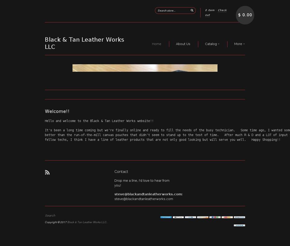 blackandtanleatherworks.com shopify website screenshot