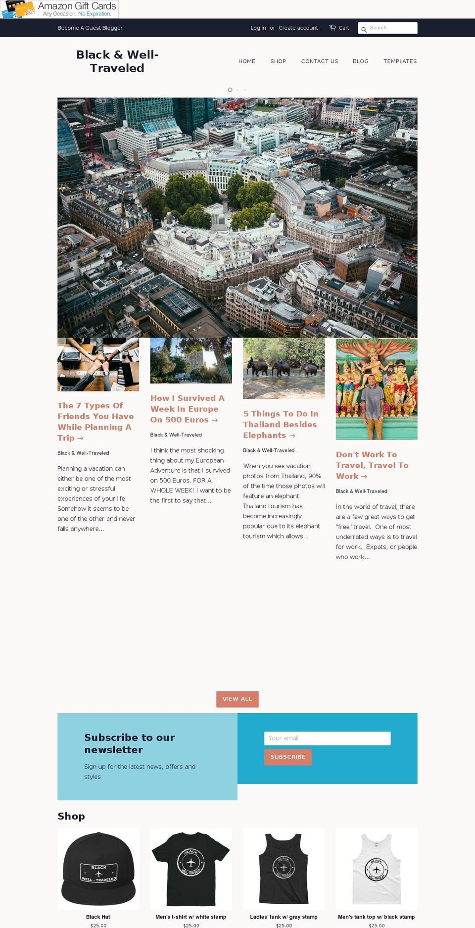 blackandwelltraveled.com — Shopify storefront screenshot