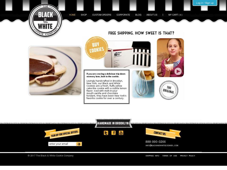 blackandwhitecookies.com shopify website screenshot