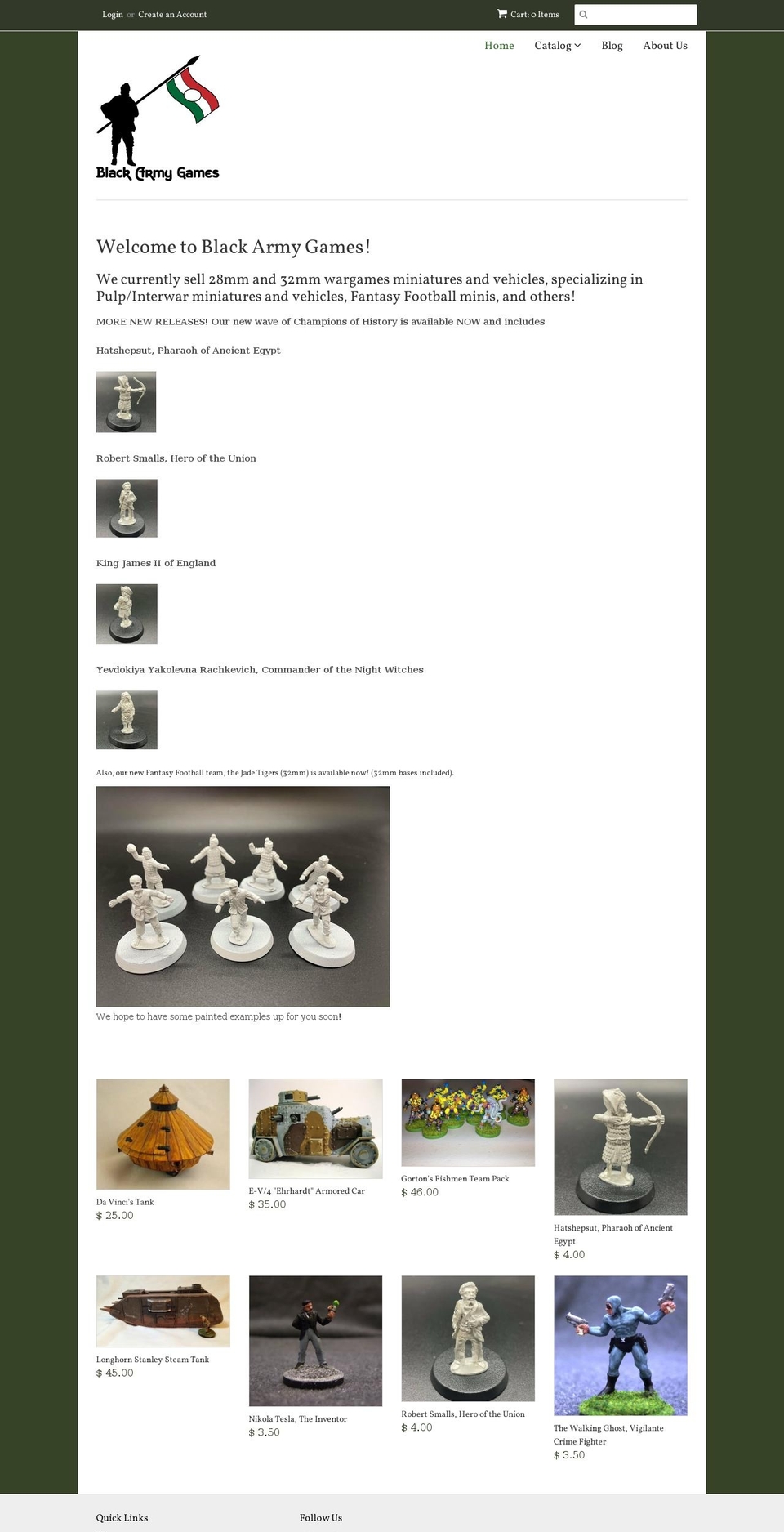 blackarmygames.com shopify website screenshot