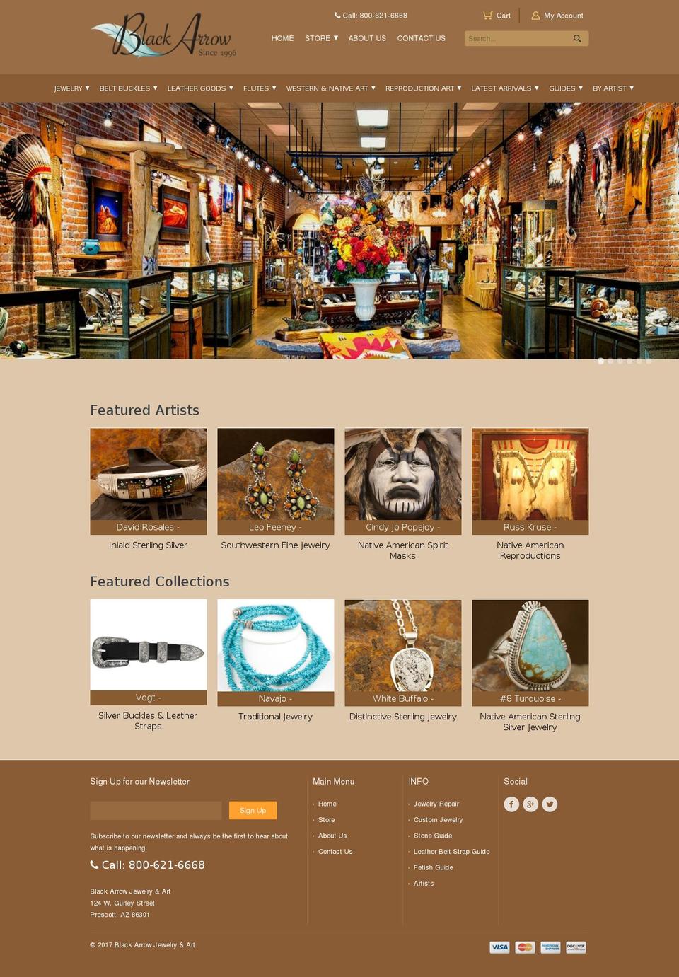 blackarrowgallery.com shopify website screenshot