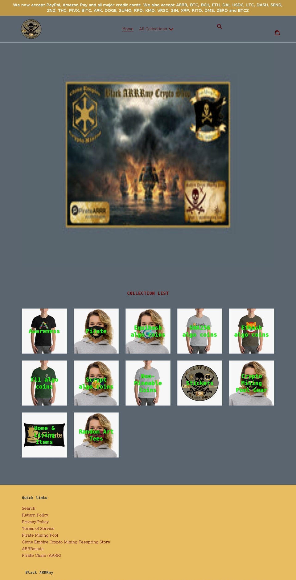 blackarrrmy.com shopify website screenshot