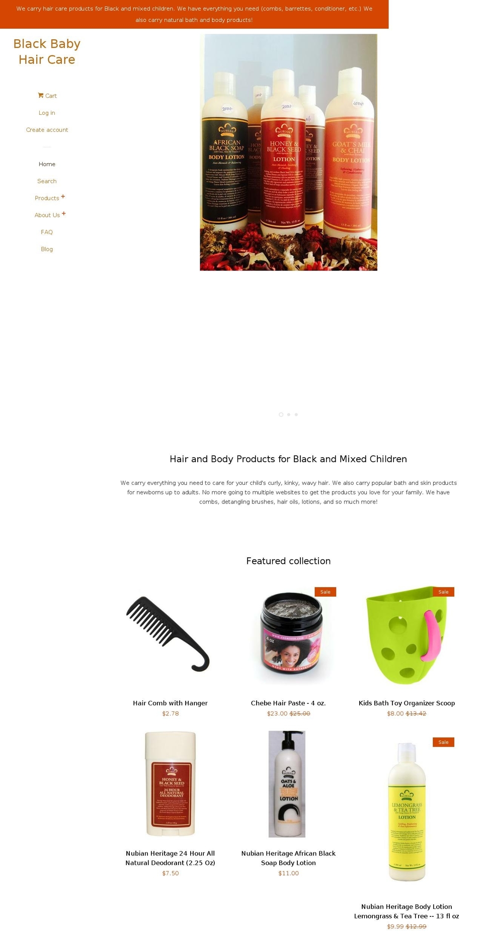 blackbabyhaircare.com — Shopify storefront screenshot