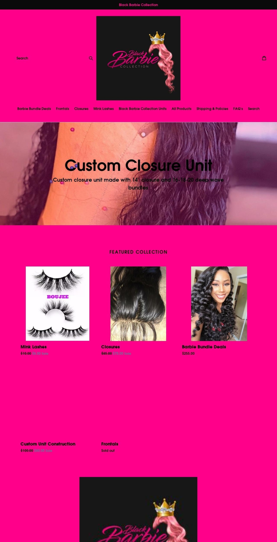 blackbarbiecollection.com — Shopify storefront screenshot