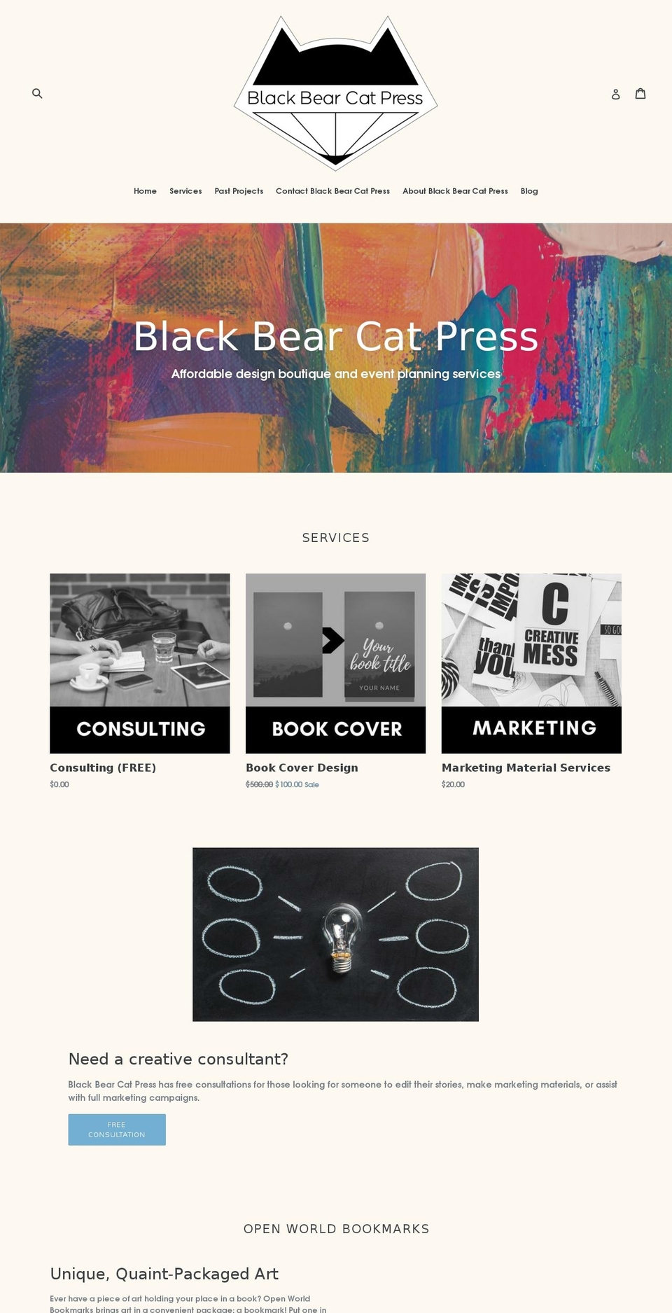 blackbearcatpress.com — Shopify storefront screenshot