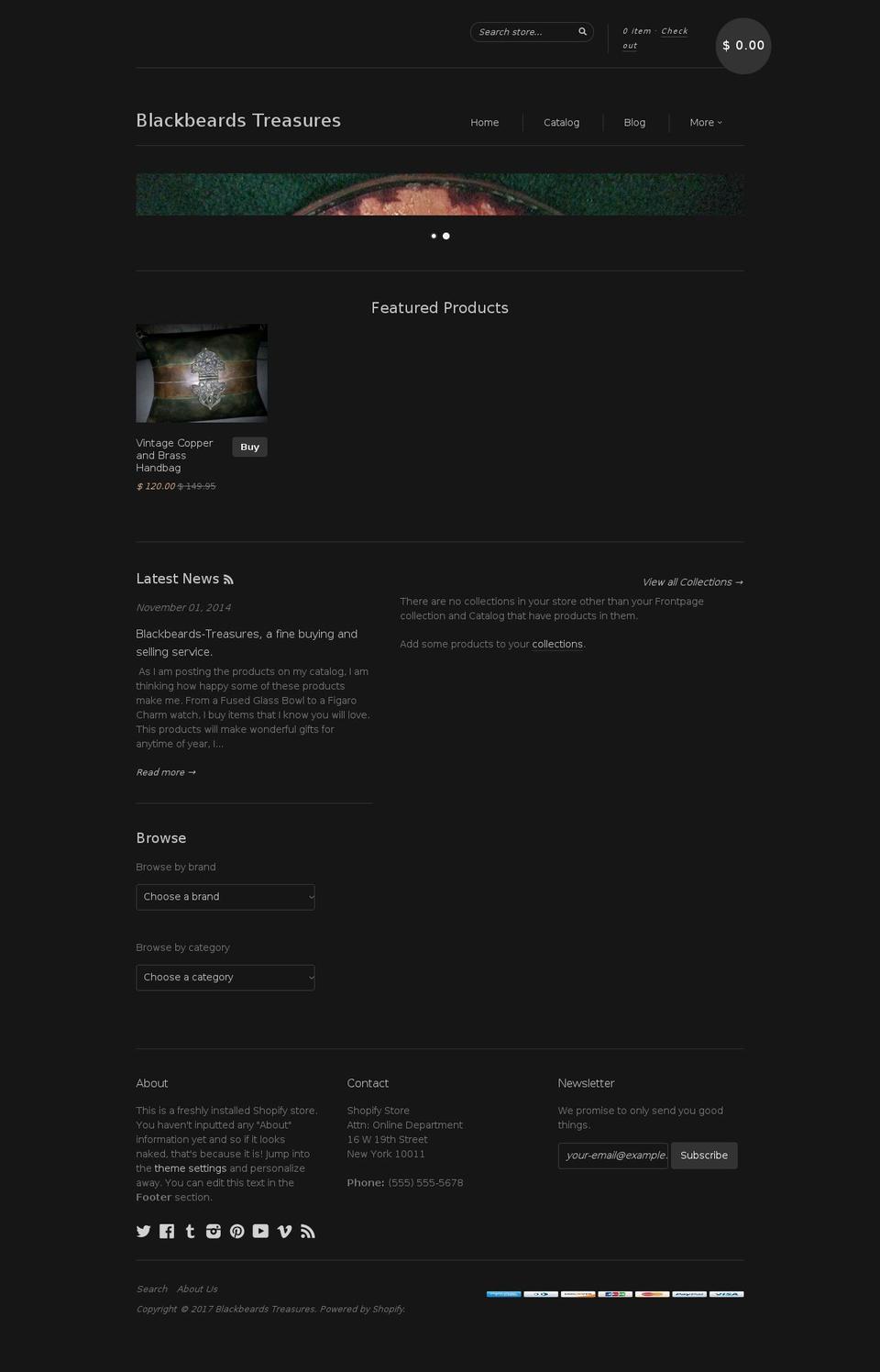 blackbeardstreasures.net shopify website screenshot