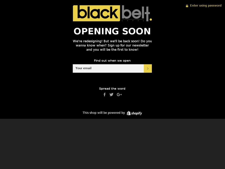 blackbeltlevel.com shopify website screenshot
