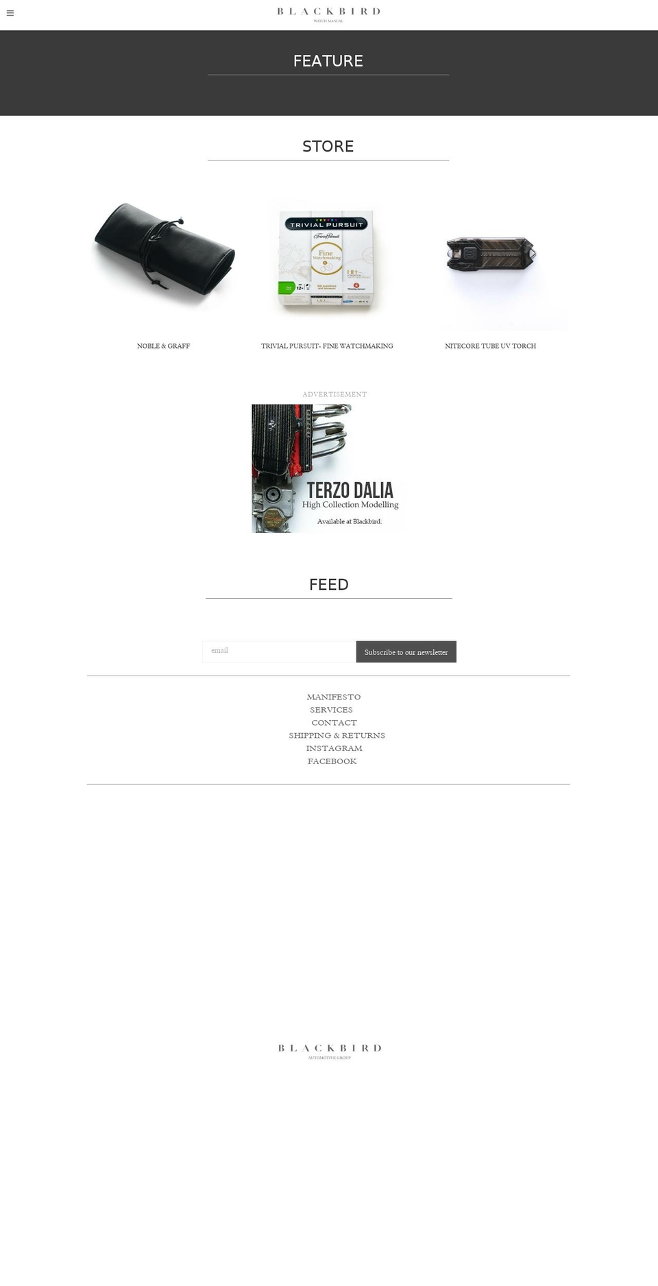 blackbird-watches.com shopify website screenshot