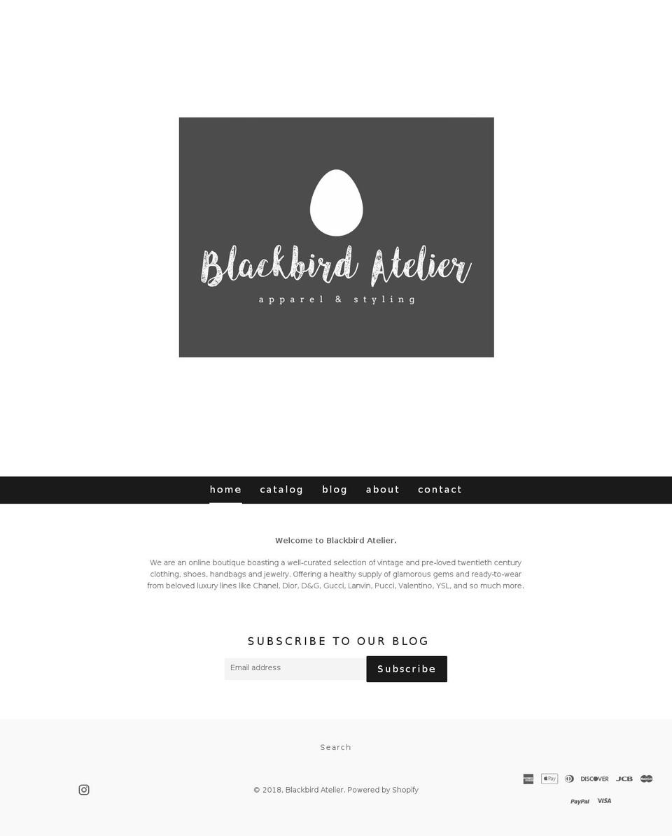 blackbirdatelier.com — Shopify storefront screenshot