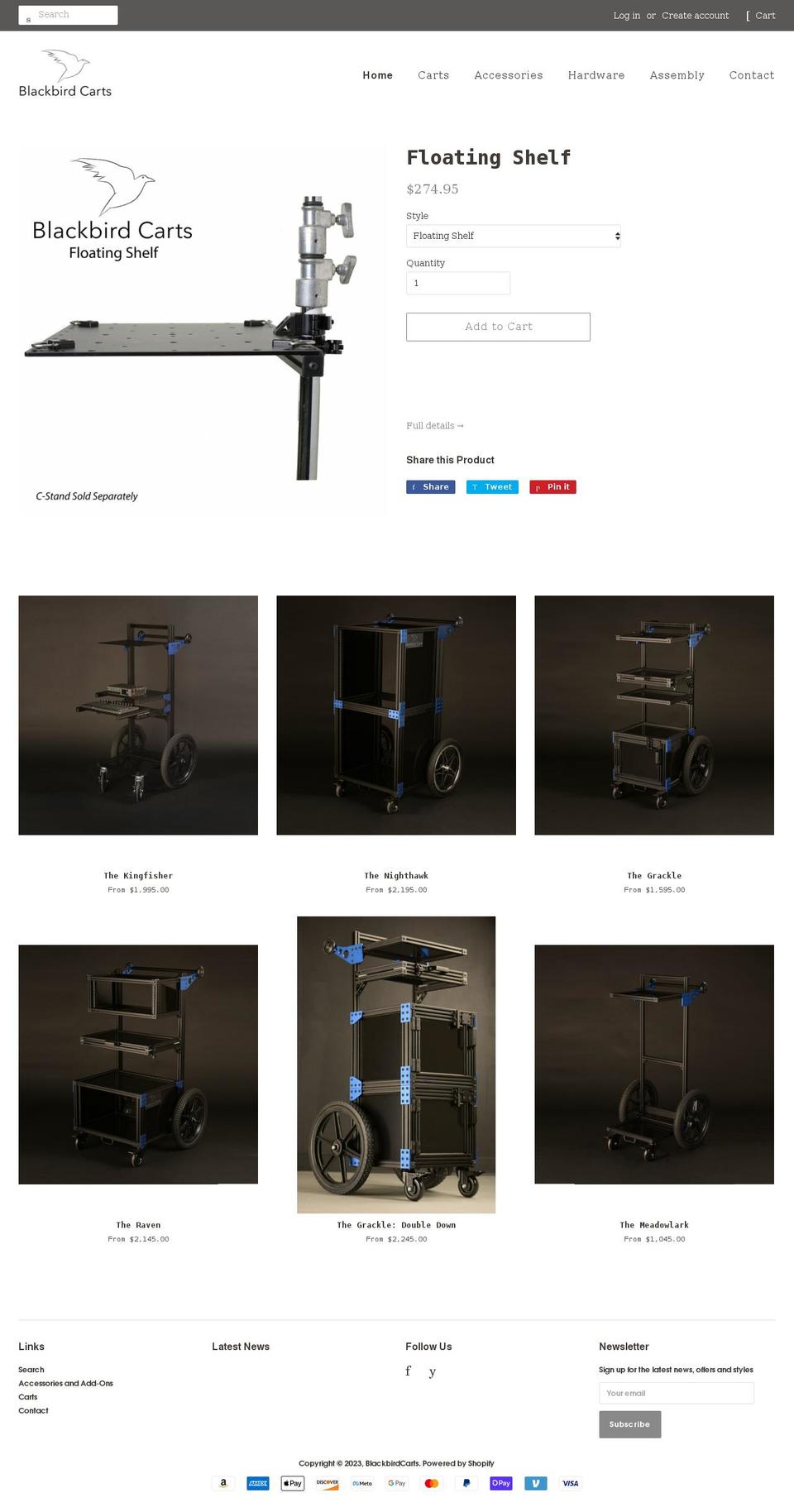 blackbirdcarts.com shopify website screenshot
