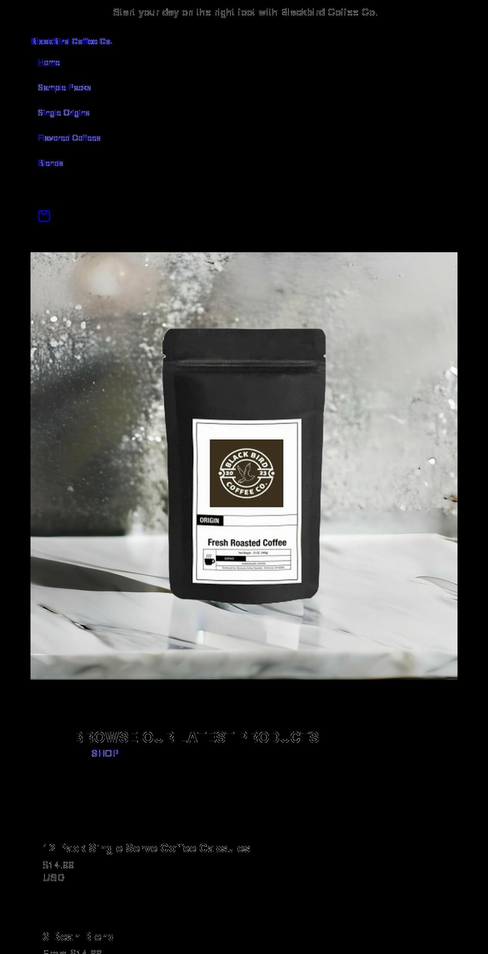 blackbirdcoffee.co shopify website screenshot