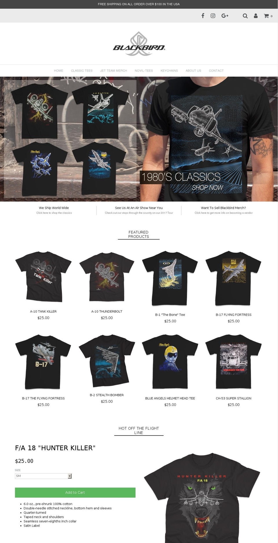 blackbirdflightwear.com — Shopify storefront screenshot