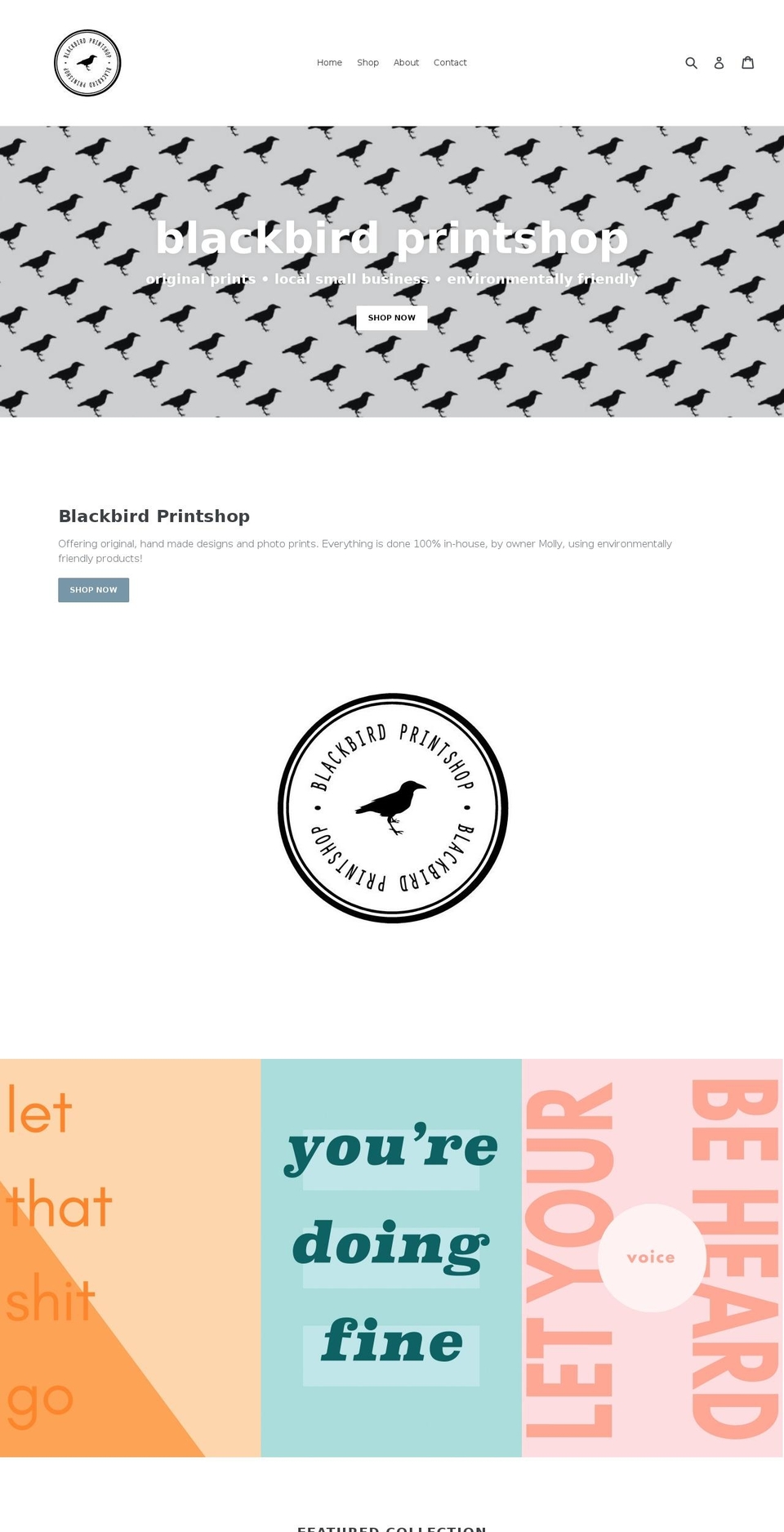 blackbirdprintshop.com — Shopify storefront screenshot