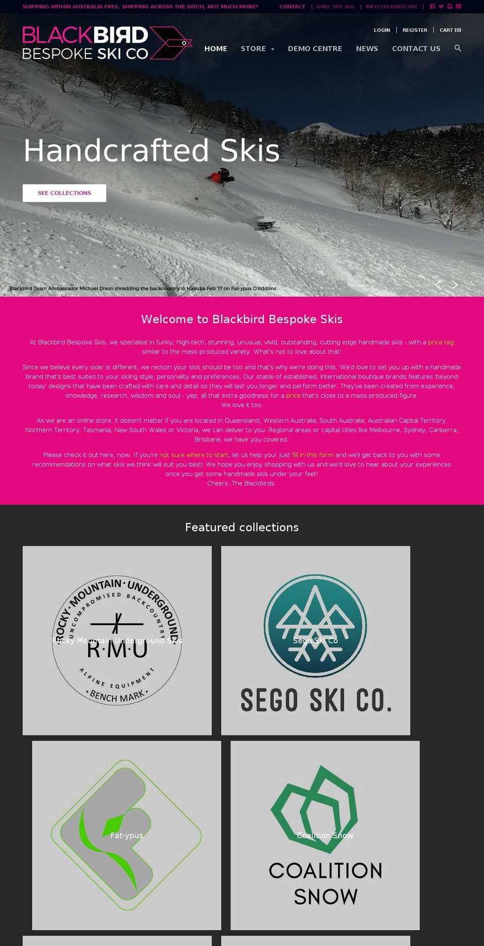 blackbirdskis.com — Shopify storefront screenshot