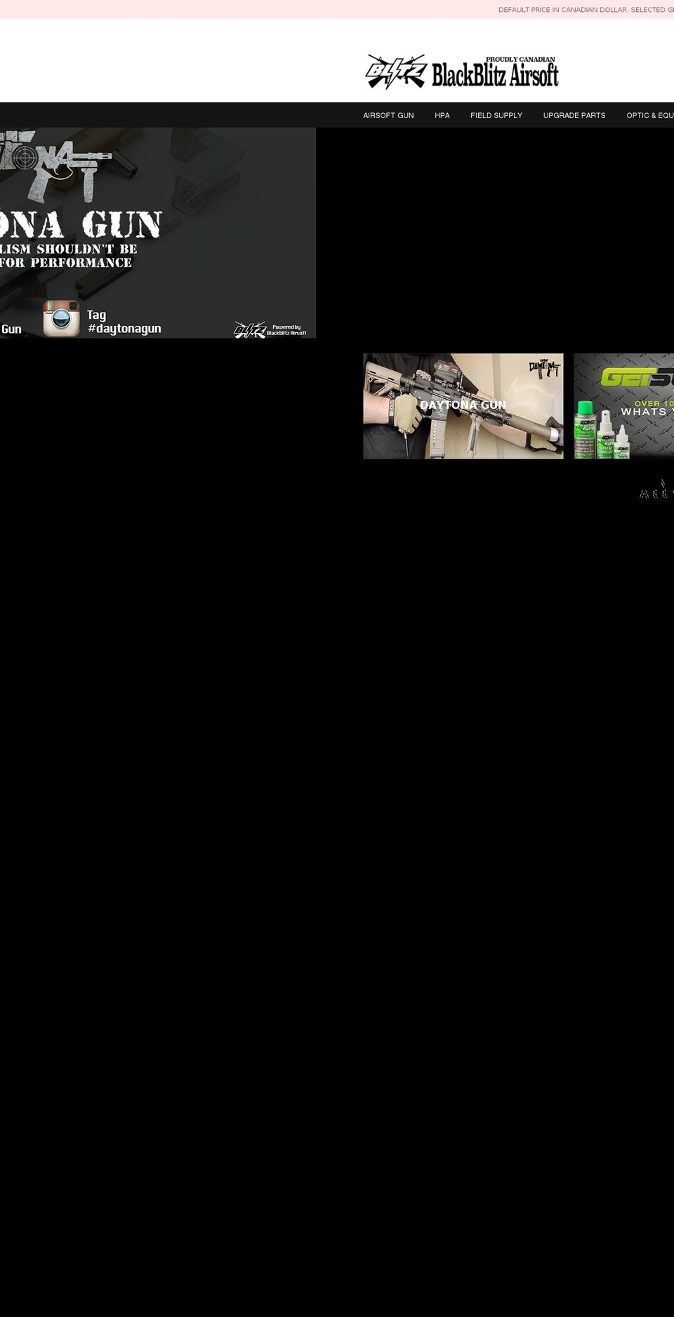 blackblitzairsoft.com shopify website screenshot
