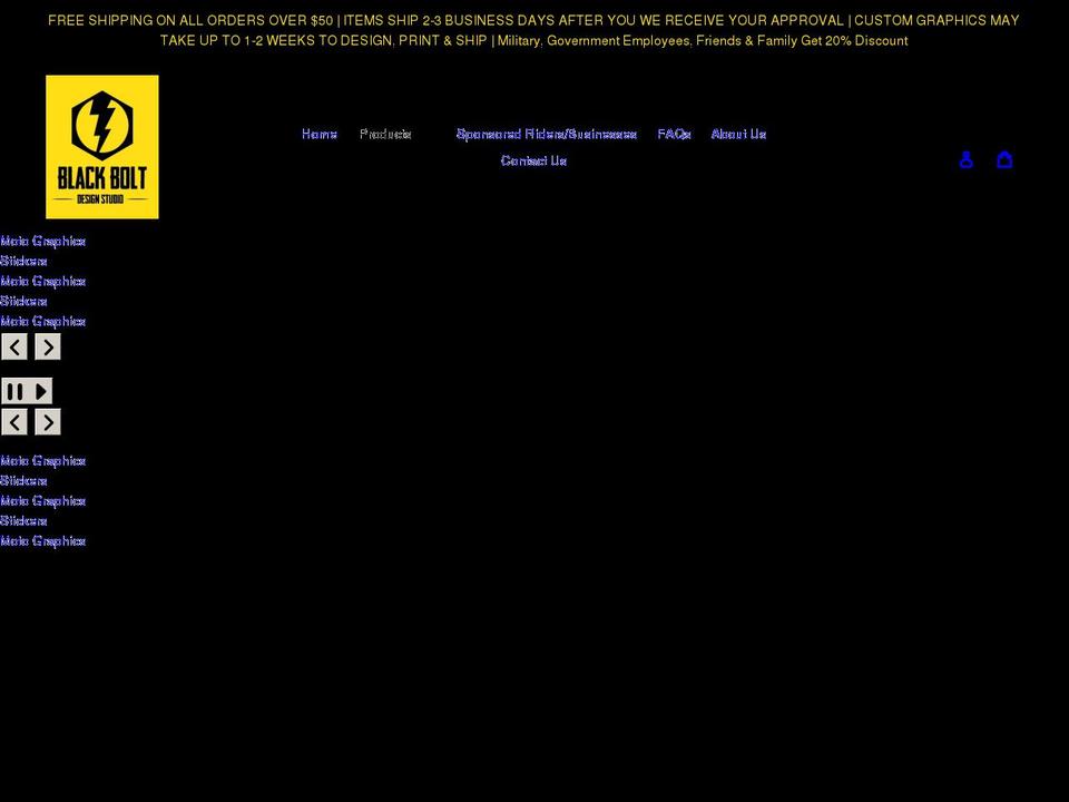 blackboltdesignstudio.com shopify website screenshot