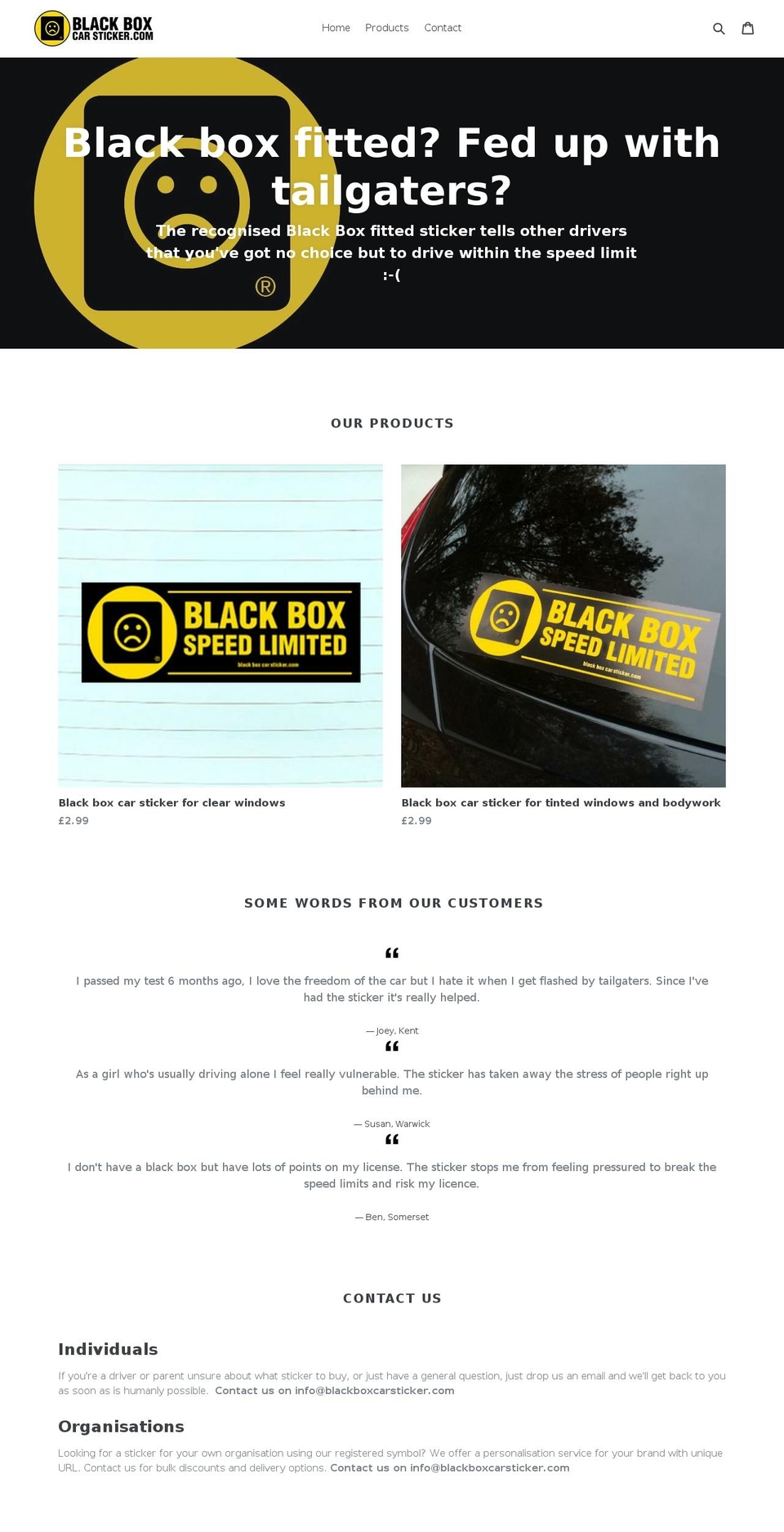 blackboxcarsticker.com — Shopify storefront screenshot