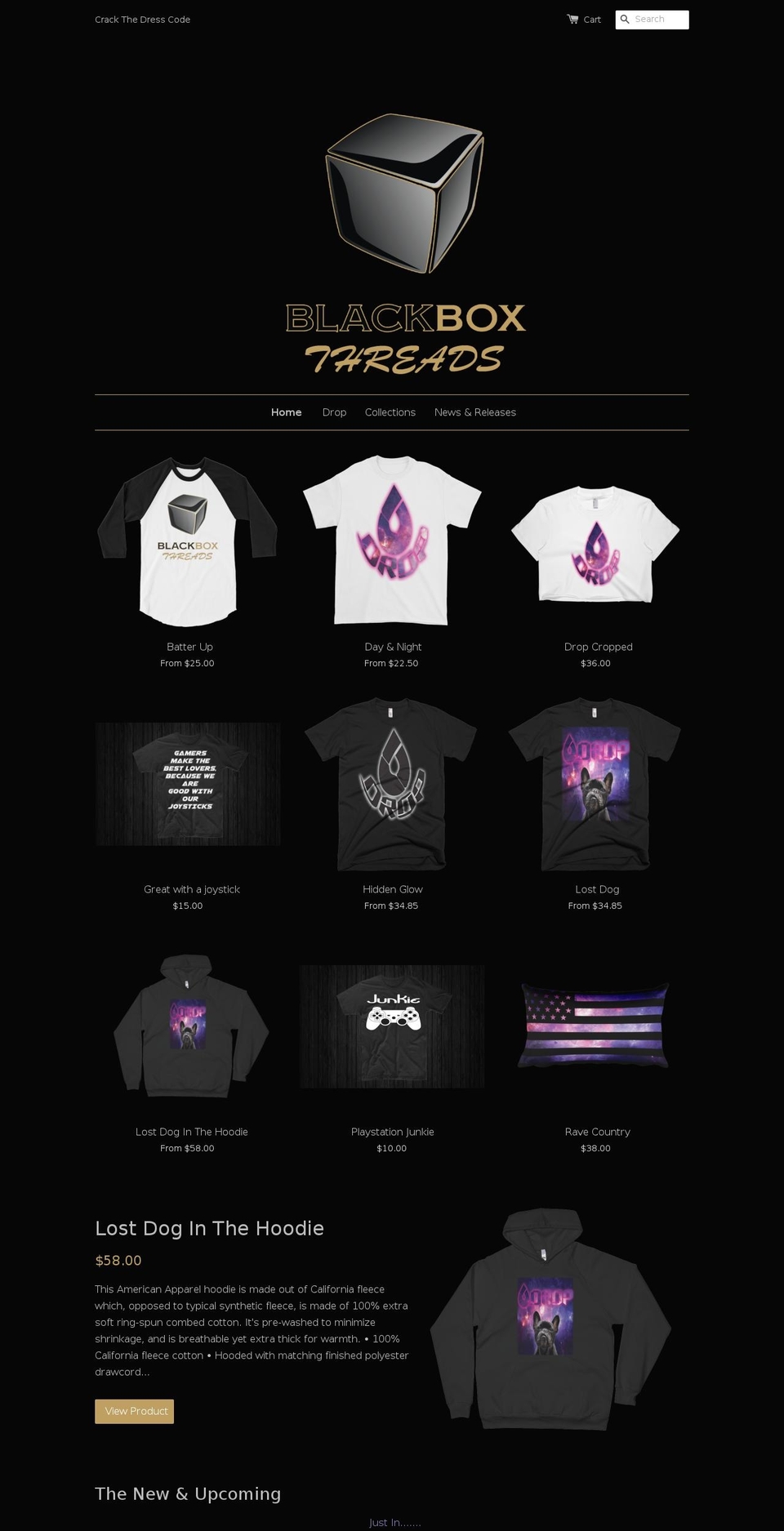 blackboxthreads.com shopify website screenshot