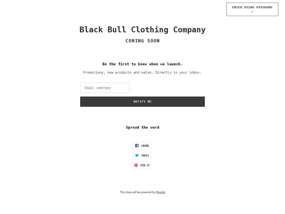 blackbullclothingcompany.com shopify website screenshot