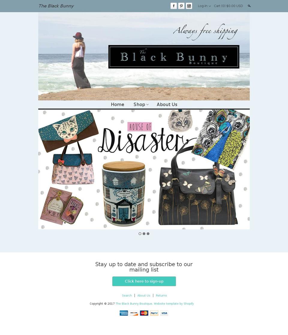 blackbunnybotique.com shopify website screenshot