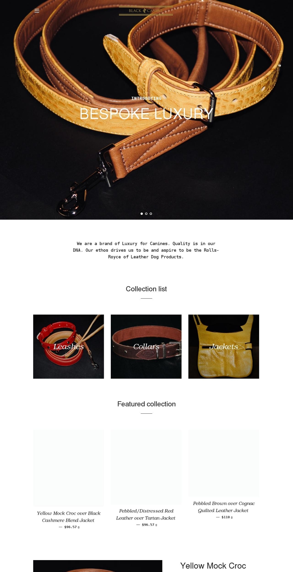 blackcanine.com shopify website screenshot