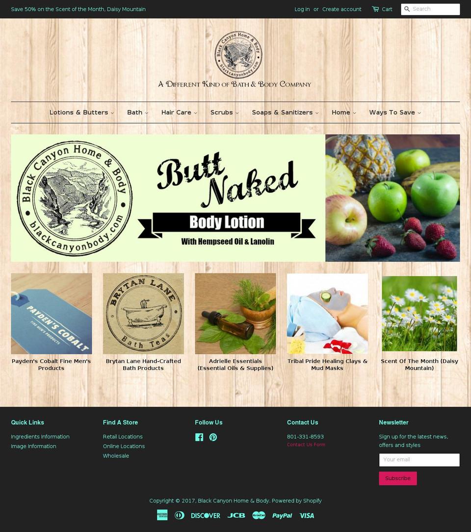 blackcanyonhomeandbody.com shopify website screenshot