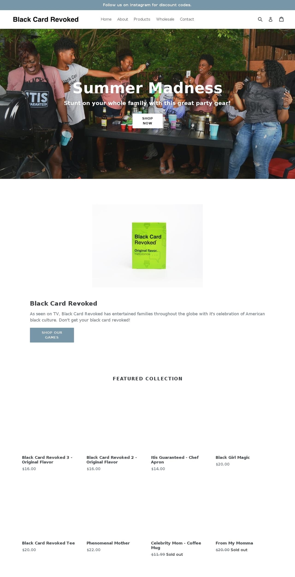 blackcardrevoked.com — Shopify storefront screenshot