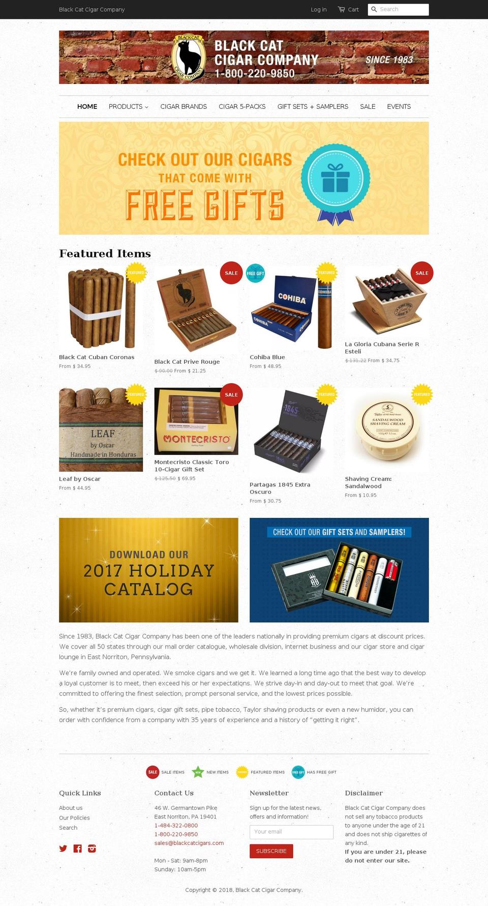 blackcatcigar.com — Shopify storefront screenshot