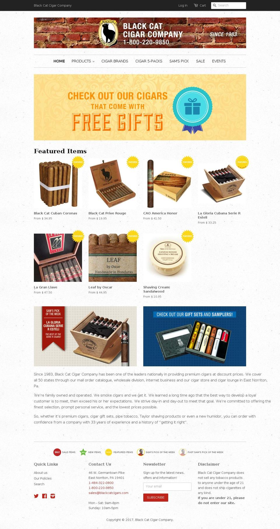 blackcatcigars.com shopify website screenshot