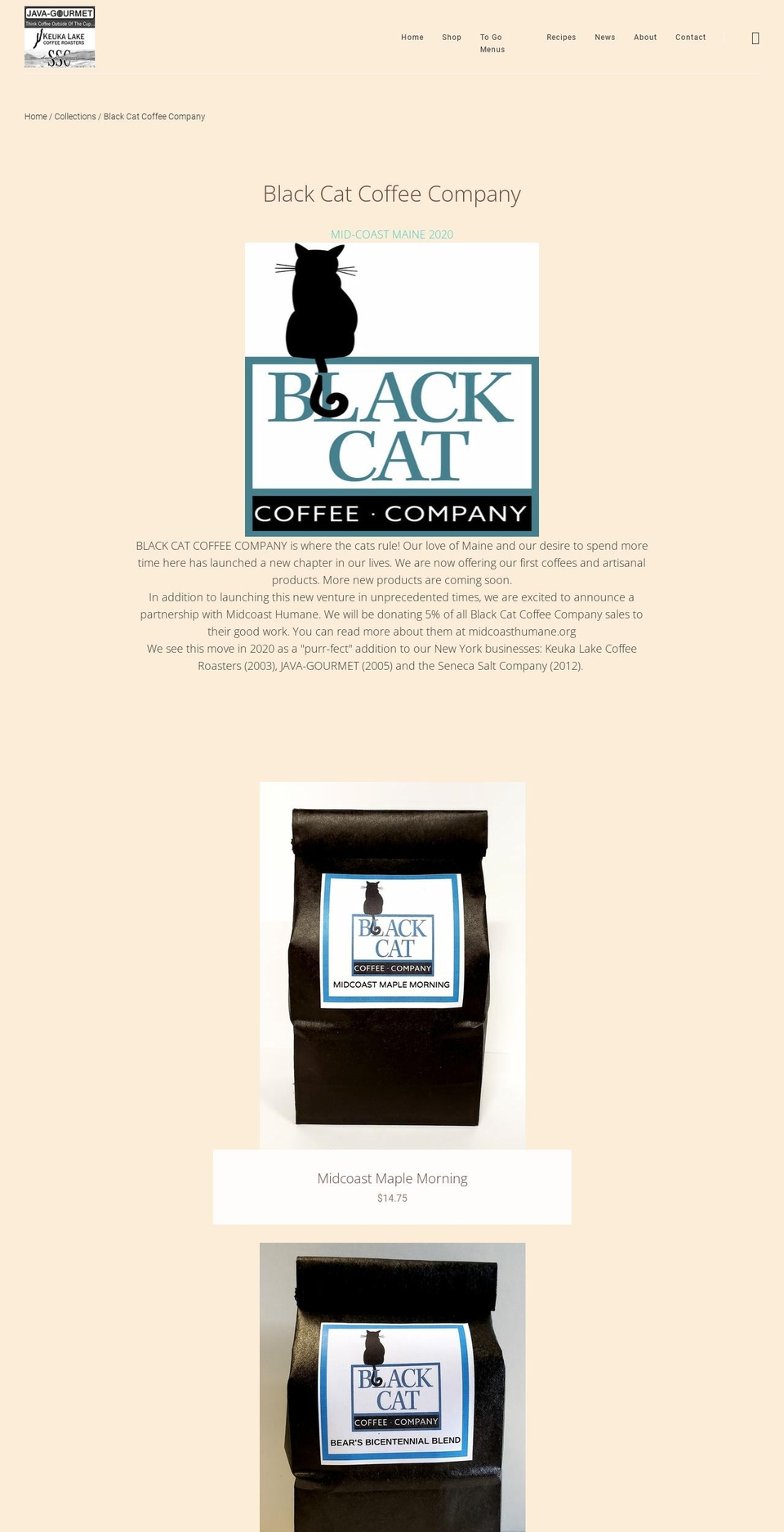 blackcatcoffeecompany.com — Shopify storefront screenshot