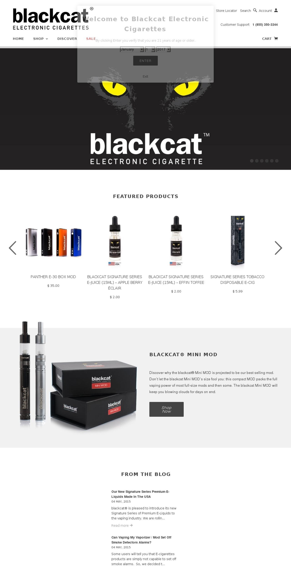 blackcatecig.net shopify website screenshot