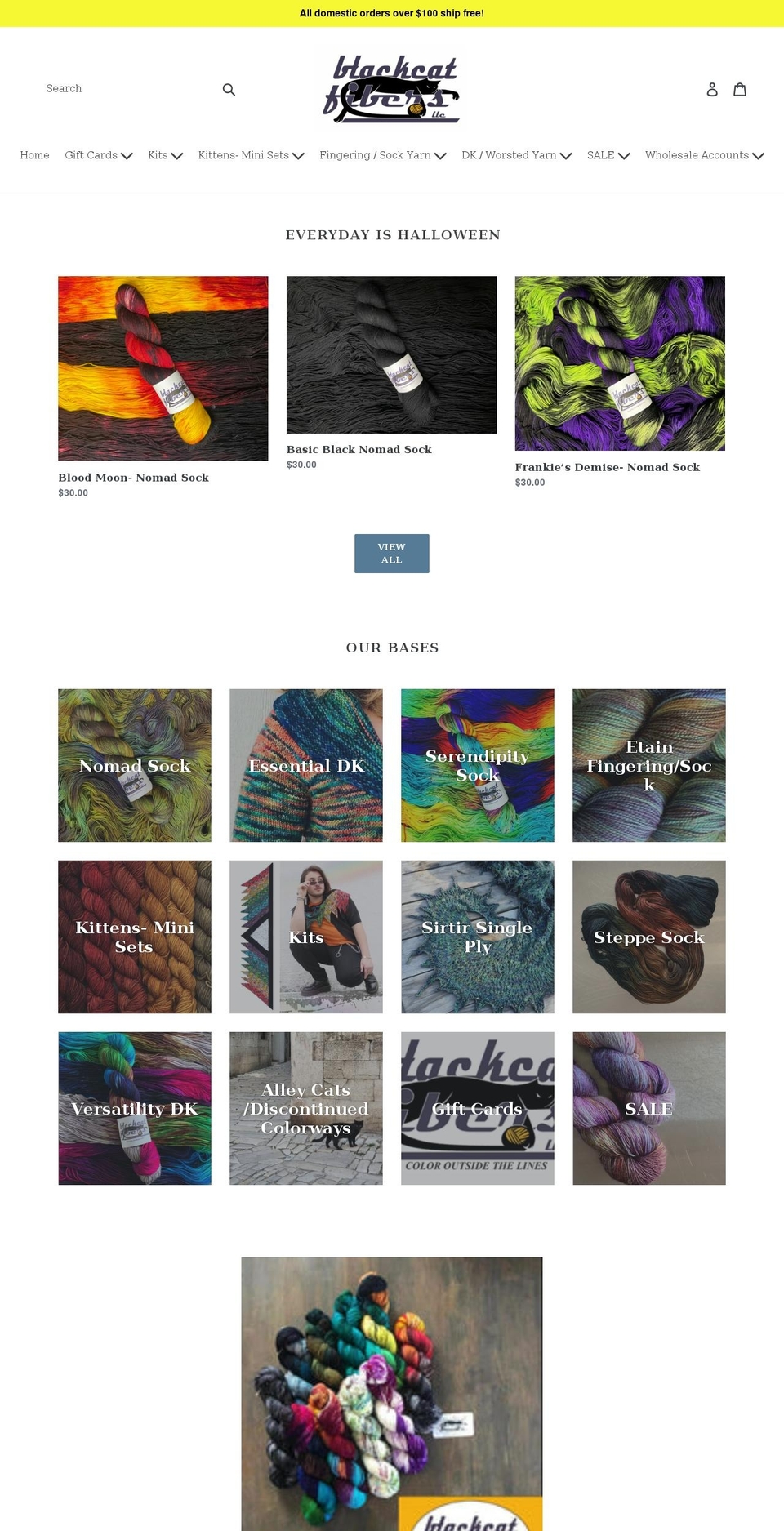 blackcatfibers.com shopify website screenshot