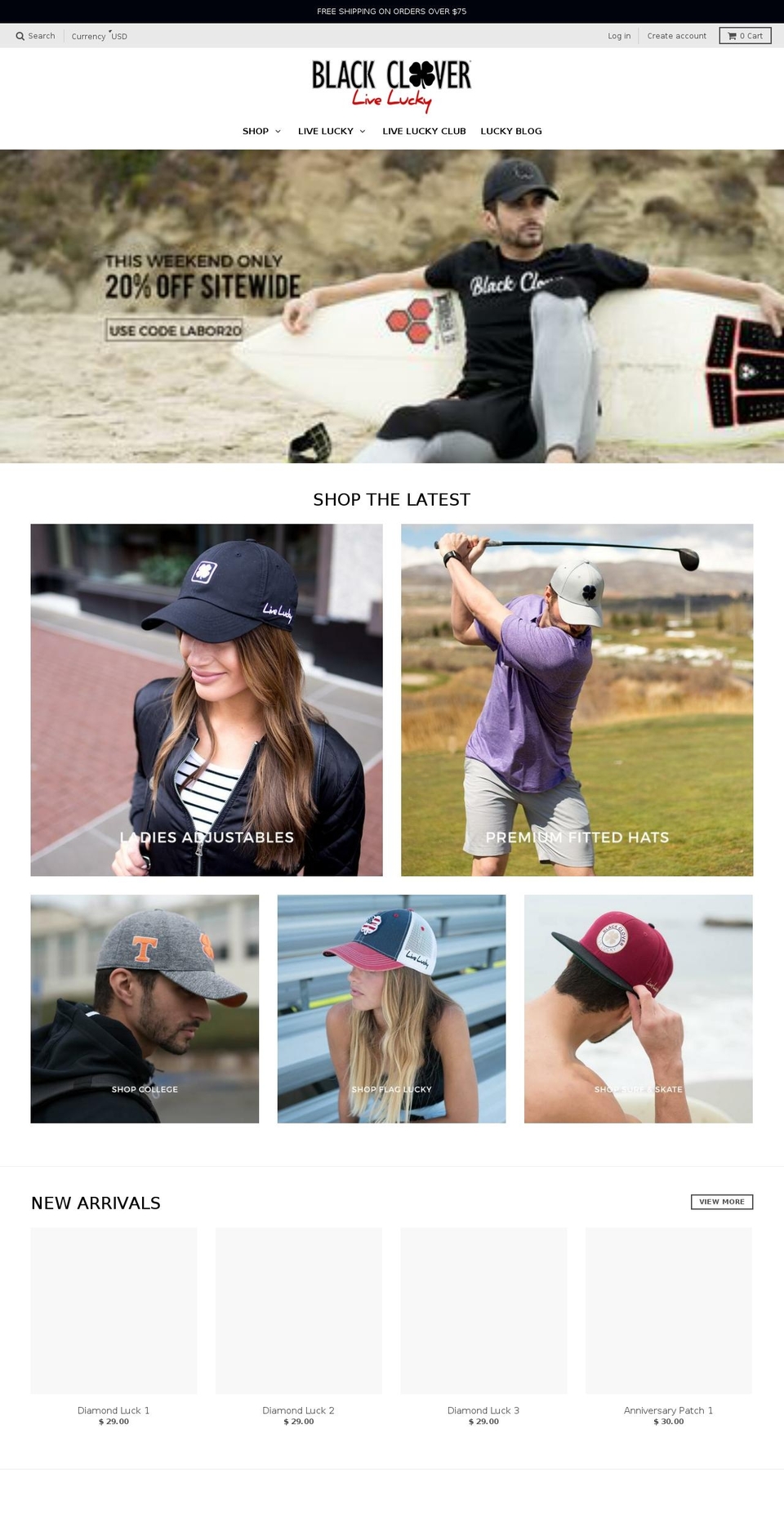 blackcloversports.com — Shopify storefront screenshot